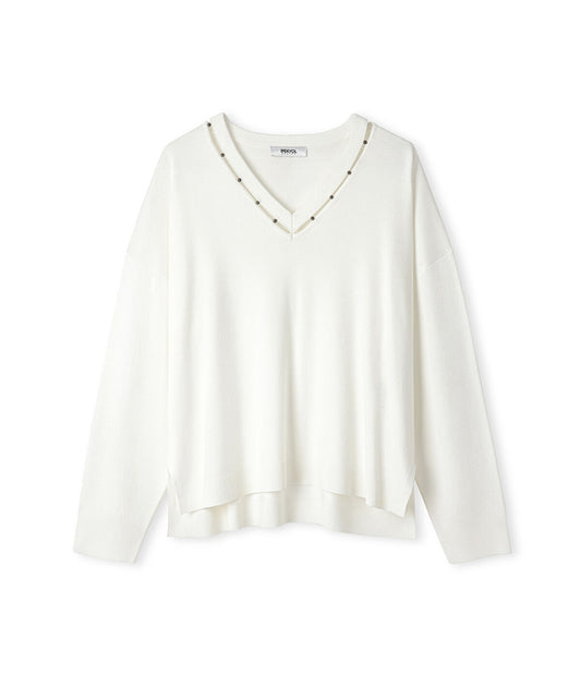 Embellished Cutout Knit Sweater