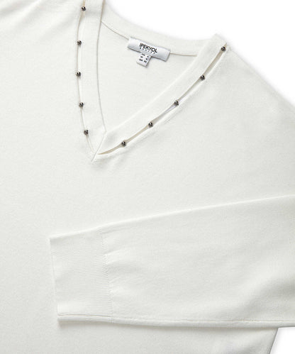 Embellished Cutout Knit Sweater