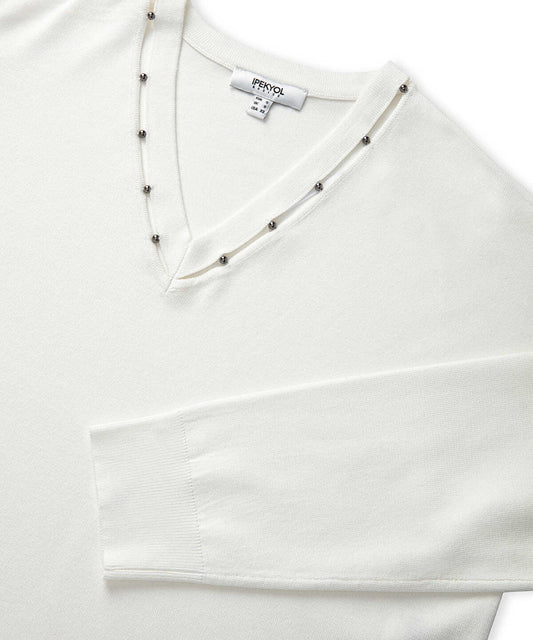 Embellished Cutout Knit Sweater