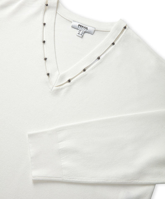 Embellished Cutout Knit Sweater
