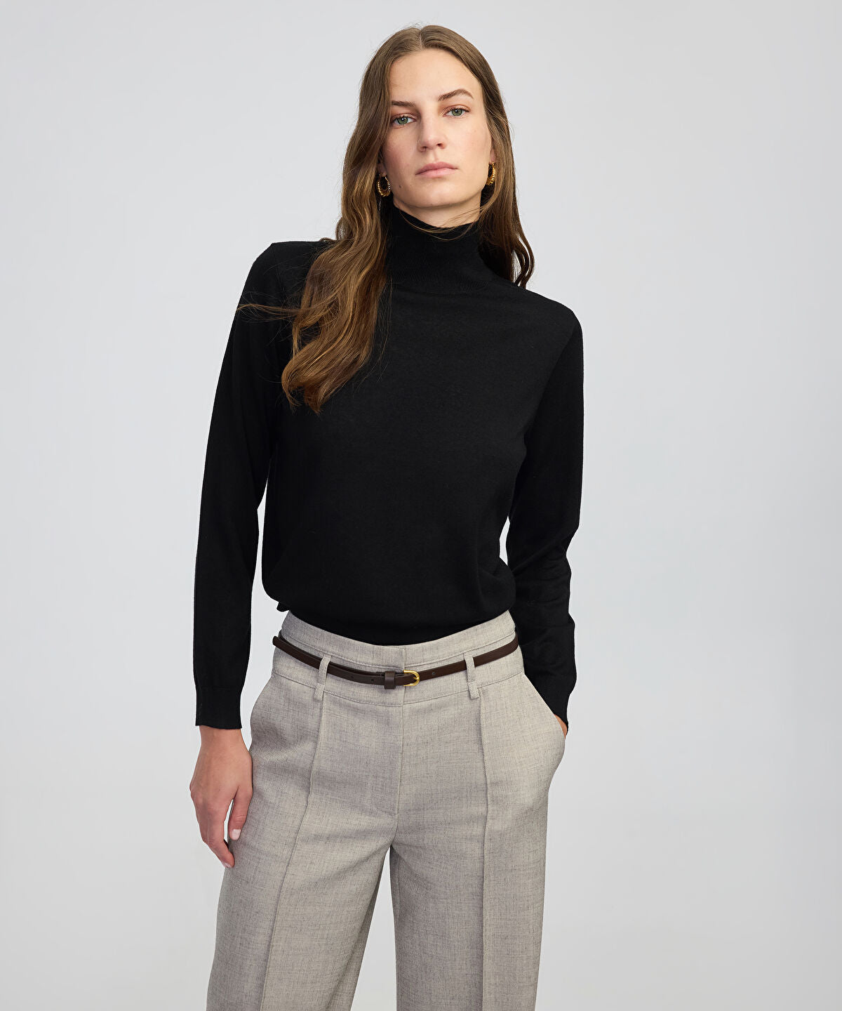 Zoomed Fine Knit Wool-Blend Top