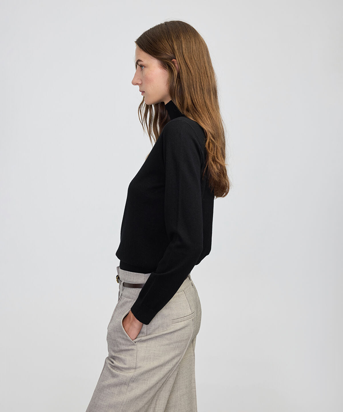 Zoomed Fine Knit Wool-Blend Top