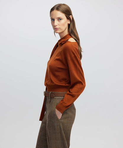 Scarf-Effect Knit Sweater