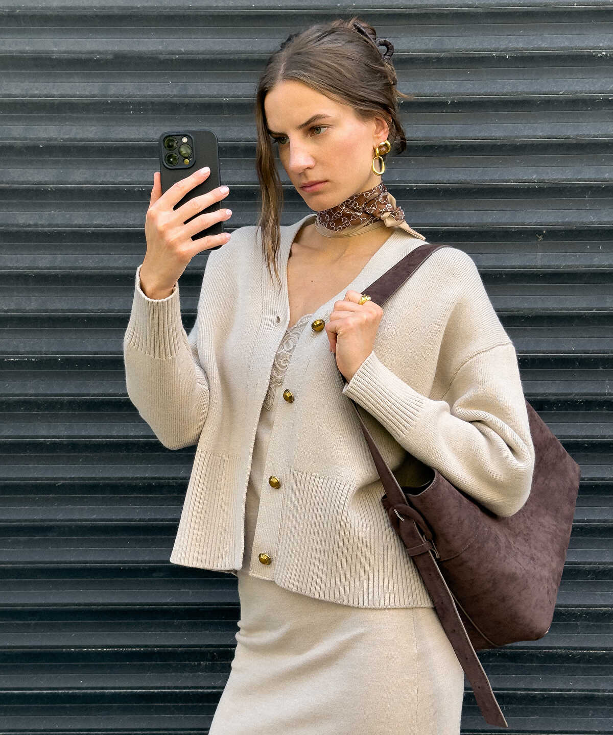 Metal Button Knit Cardigan