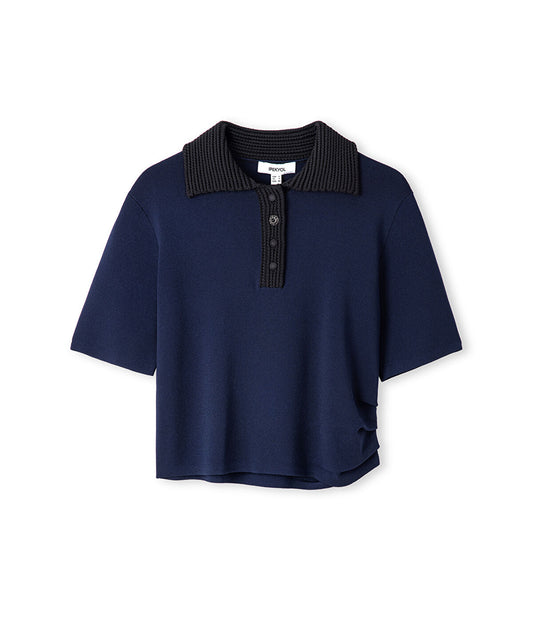 Contrast Collar Knit Top