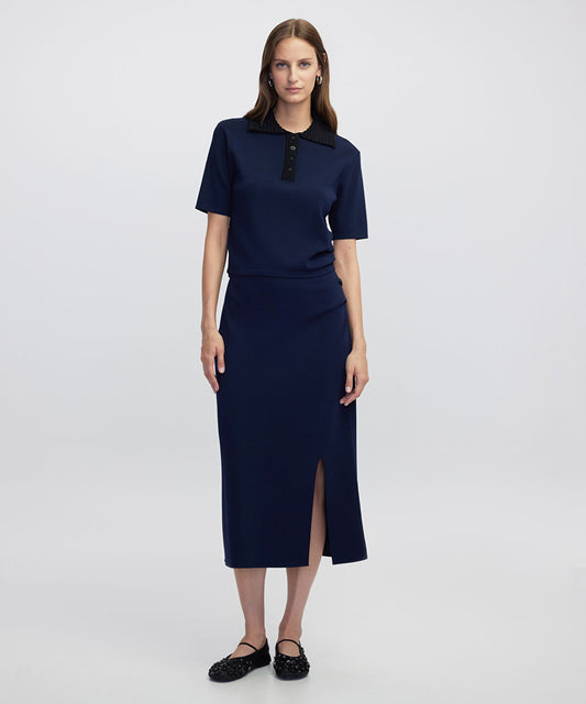 Contrast Collar Knit Top