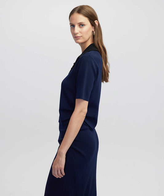 Contrast Collar Knit Top