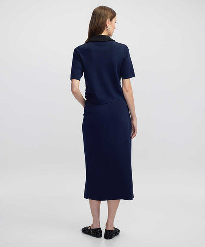 Contrast Collar Knit Top