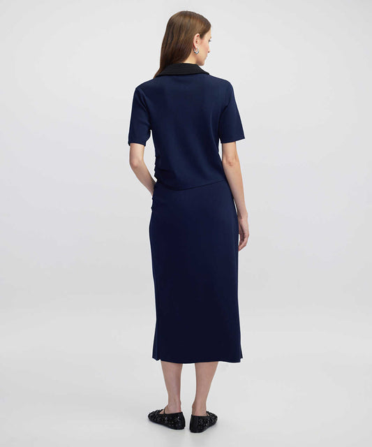 Contrast Collar Knit Top
