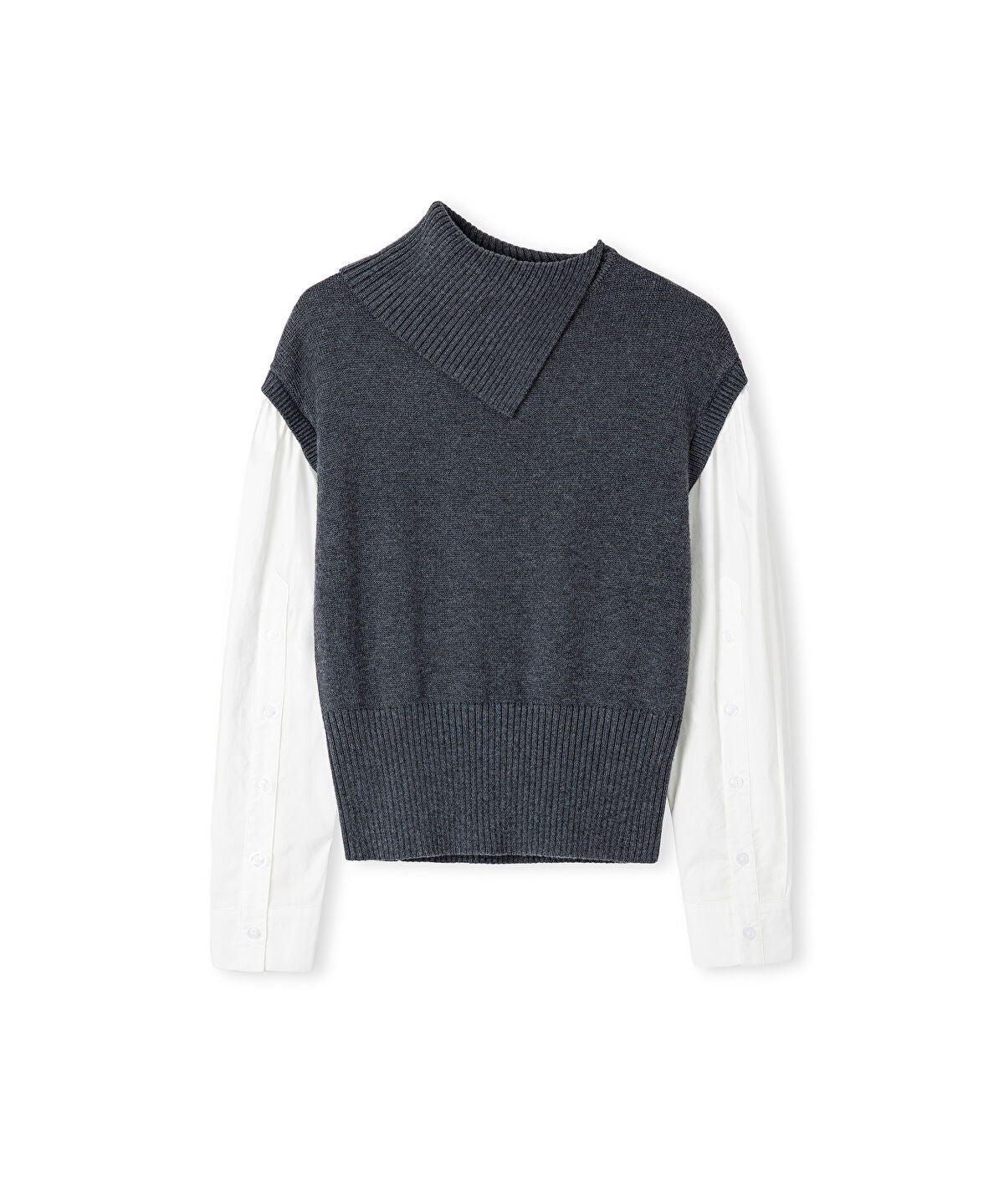 Zoomed Layered Effect Poplin-Knit Top