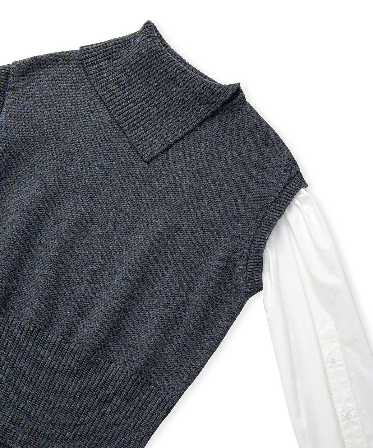 Zoomed Layered Effect Poplin-Knit Top