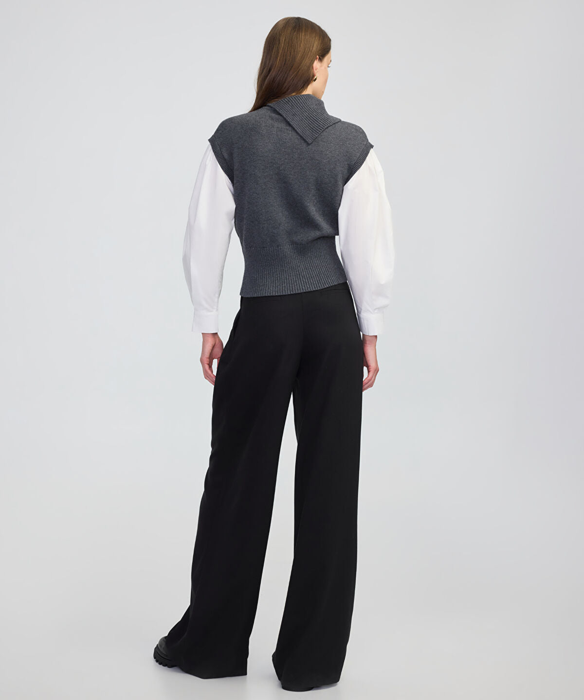 Zoomed Layered Effect Poplin-Knit Top