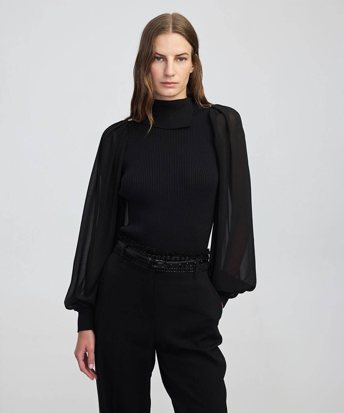 Zoomed Mixed Media Knit Top
