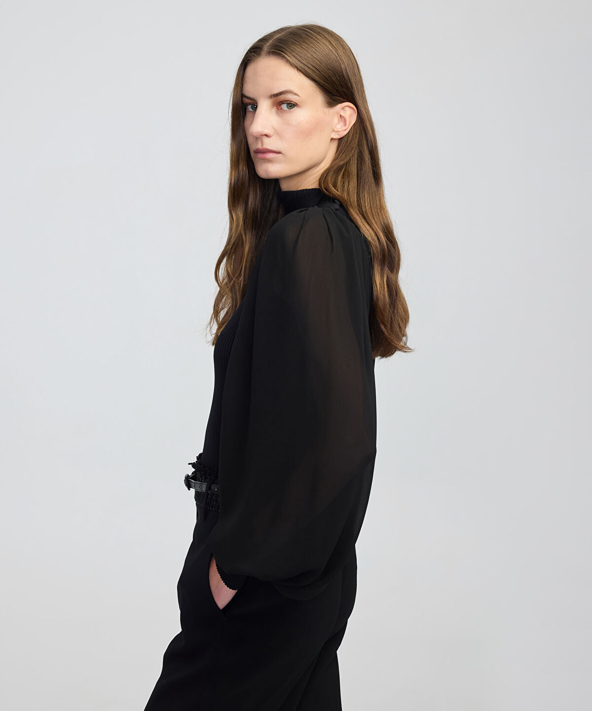 Zoomed Mixed Media Knit Top