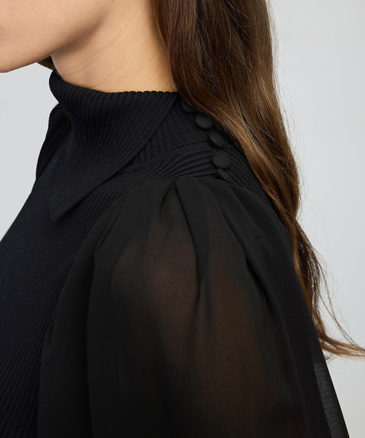 Zoomed Mixed Media Knit Top