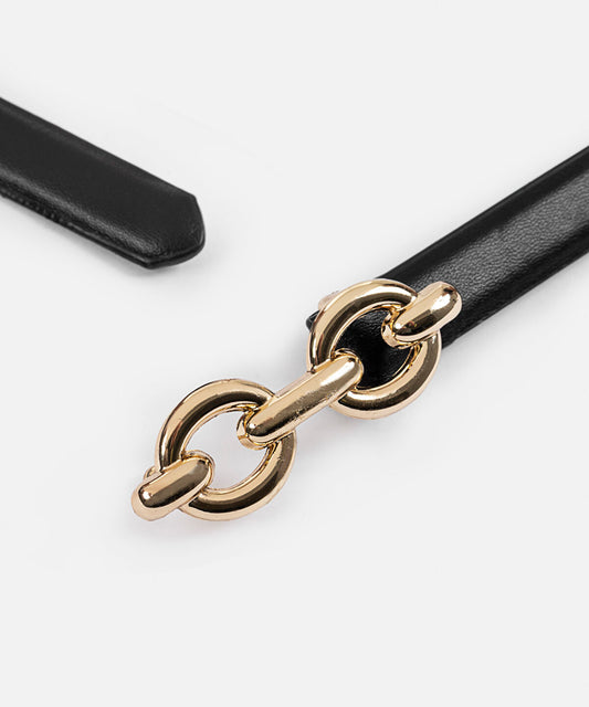 Leather-Effect Belt with Buckle