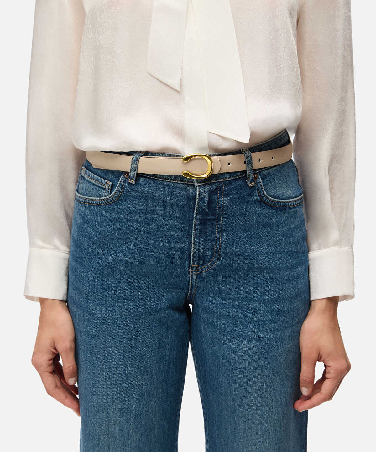Leather-Effect Belt with Buckle