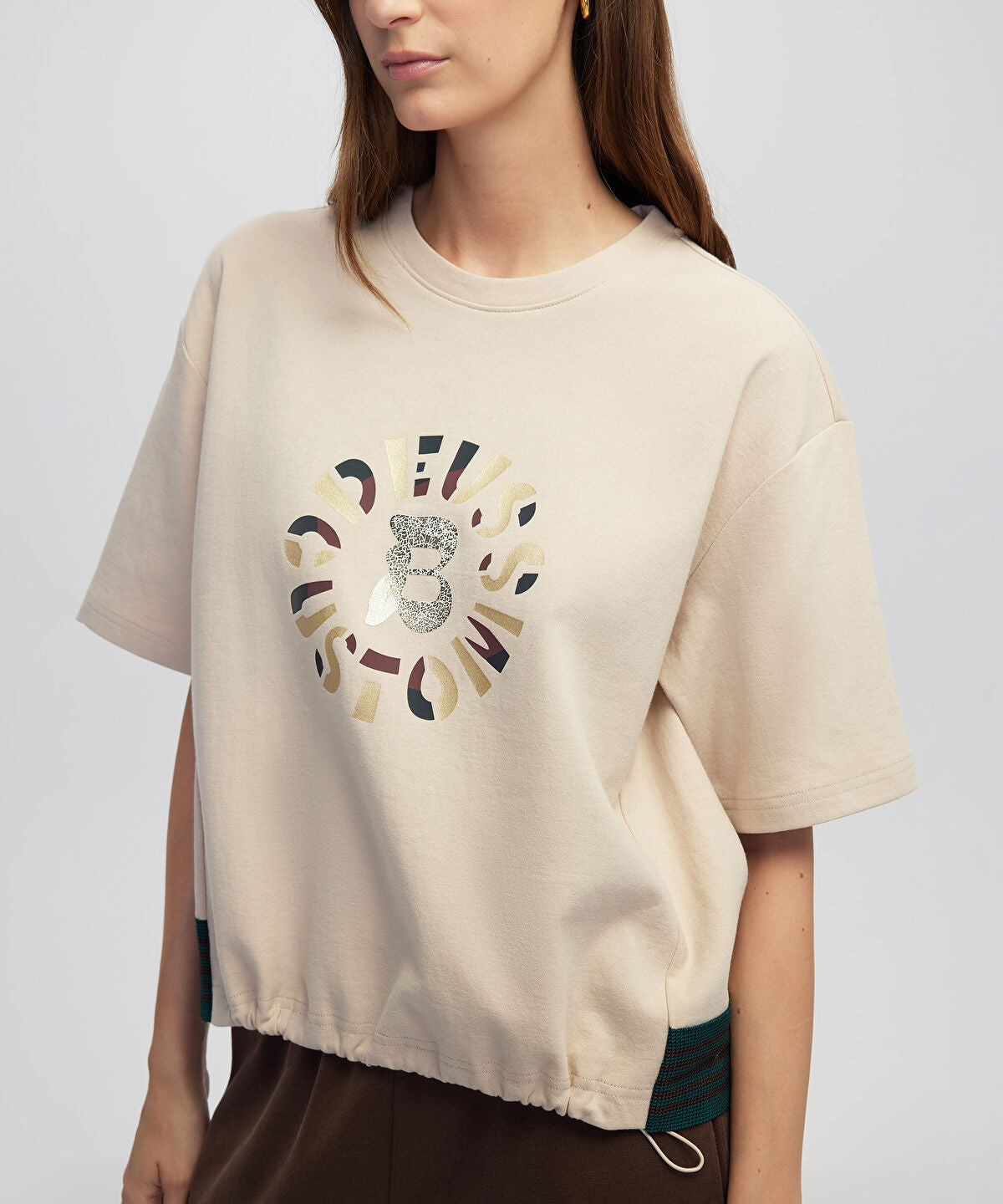 Zoomed Mixed T-Shirt with Slogan Print