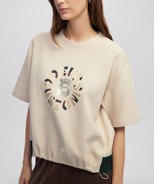 Mixed T-Shirt with Slogan Print