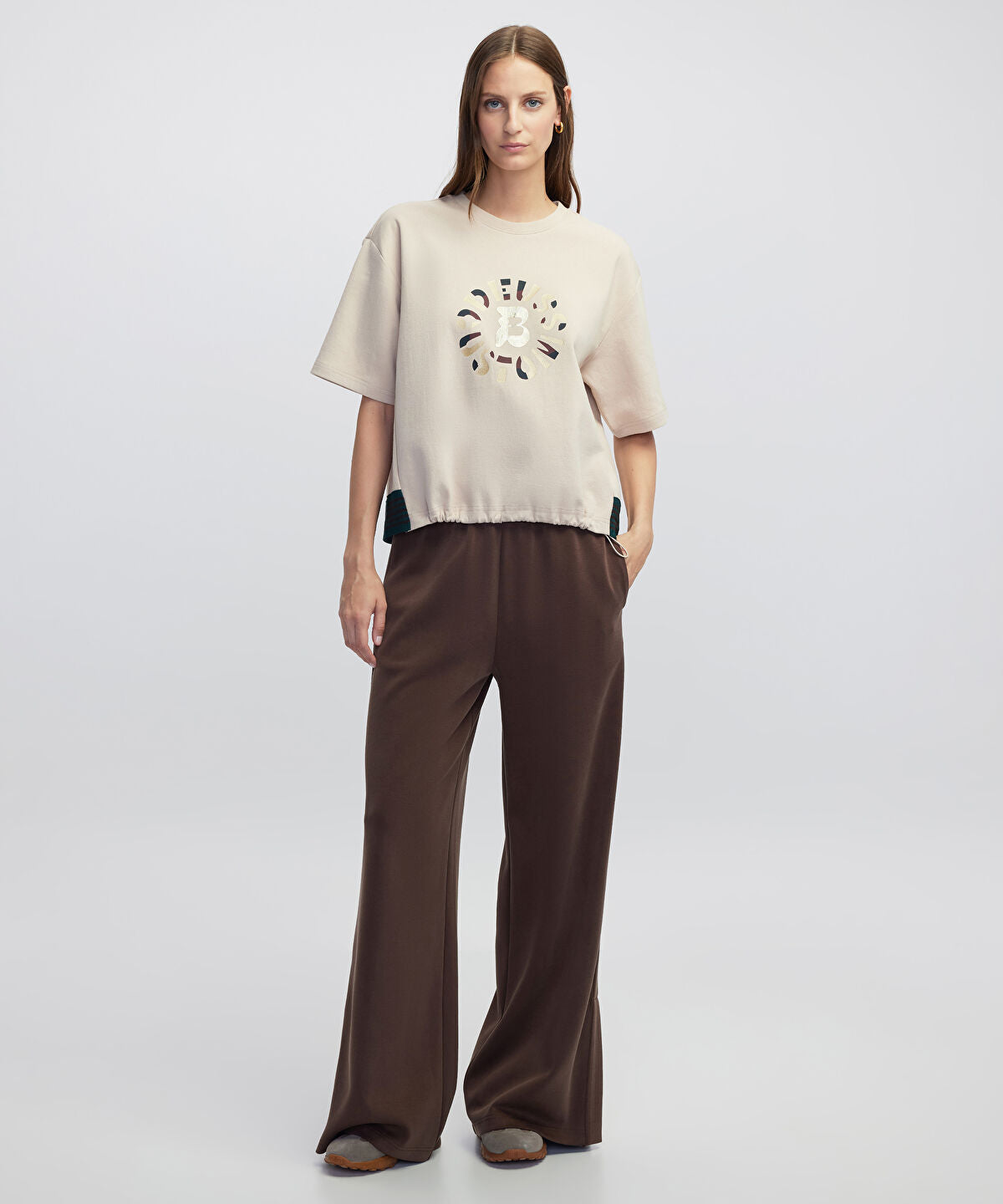 Mixed T-Shirt with Slogan Print