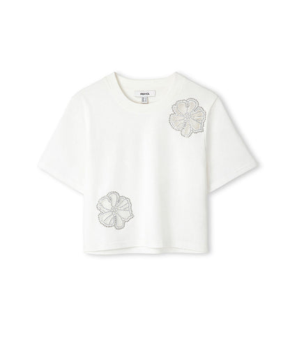 Rhinestone Cutout T-shirt