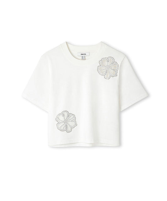 Rhinestone Cutout T-shirt