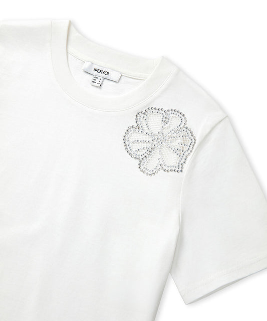 Rhinestone Cutout T-shirt