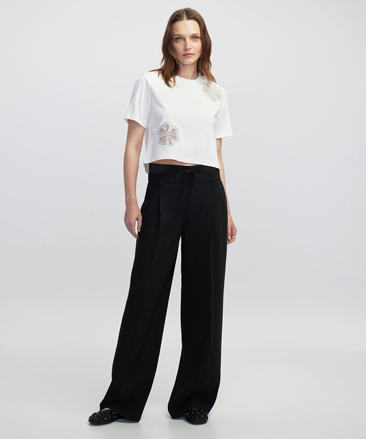 Rhinestone Cutout T-shirt