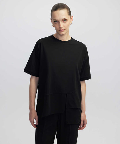 Chiffon Trim Asymmetric T-Shirt