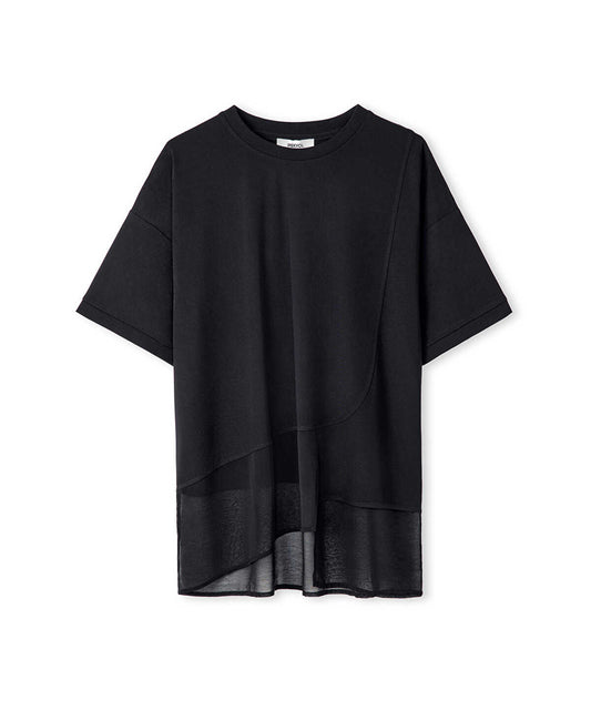 Chiffon Trim Asymmetric T-Shirt