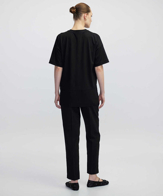 Chiffon Trim Asymmetric T-Shirt