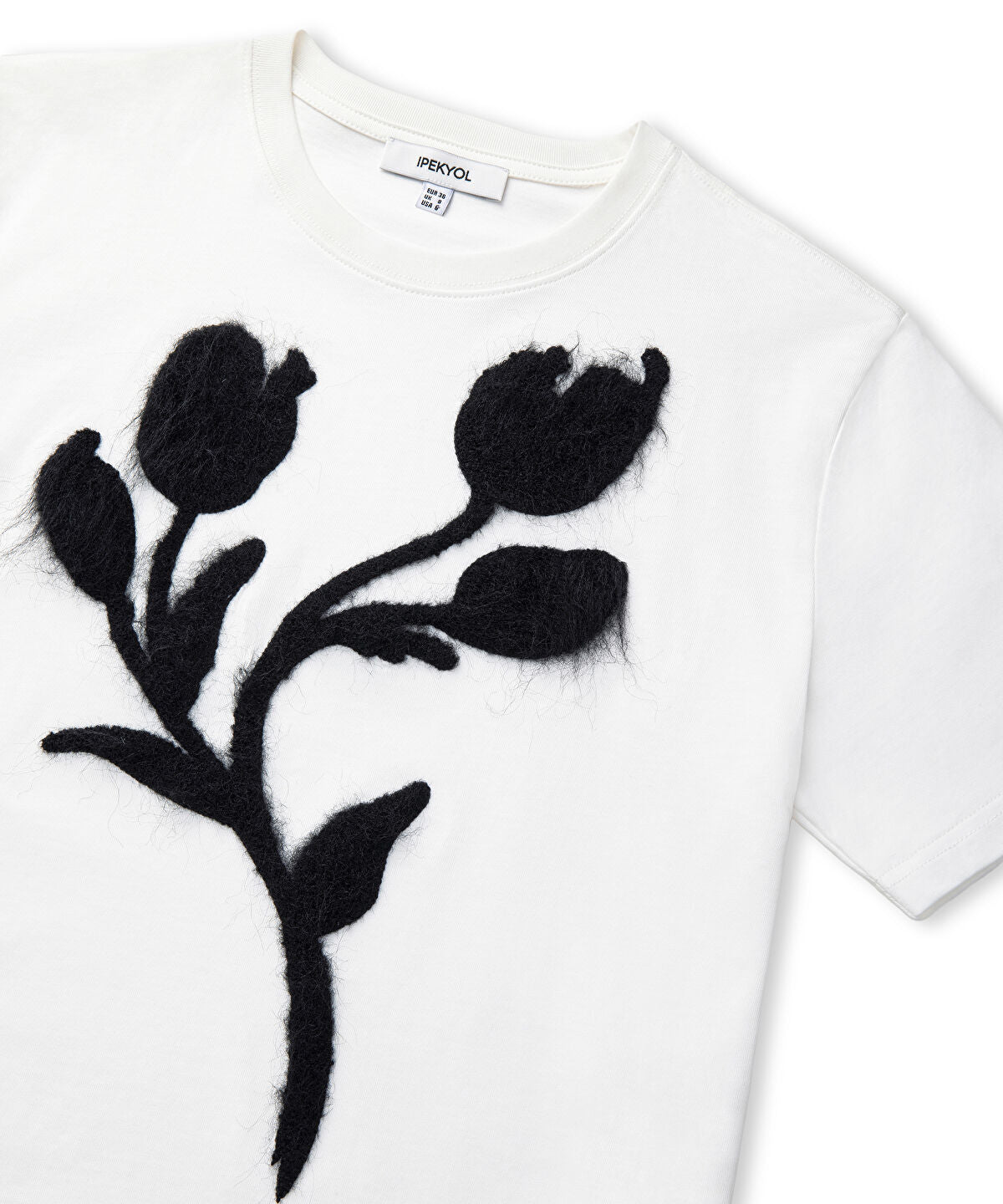 Zoomed Color-Block T-Shirt with 3D Floral Embellishment