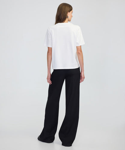 Color-Block T-Shirt with 3D Floral Embellishment