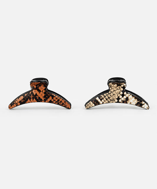 Set of Two Leather-Effect Hair Clips