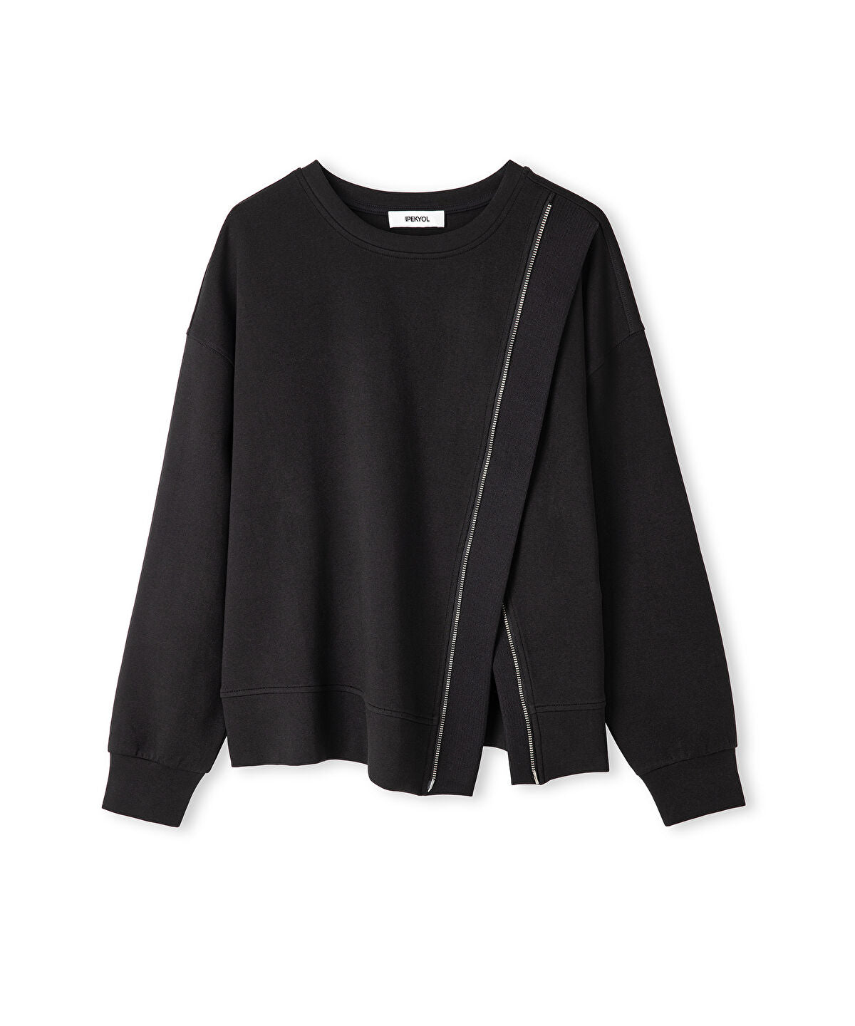 Zoomed Sweatshirt with Asymmetric Zipper