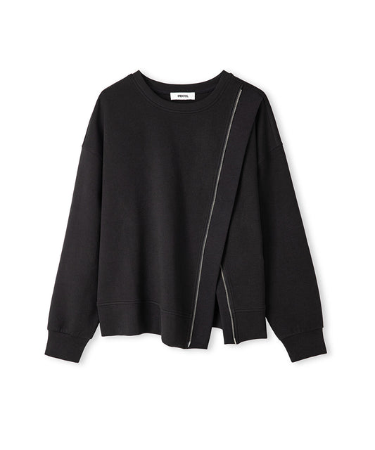 Sweatshirt with Asymmetric Zipper