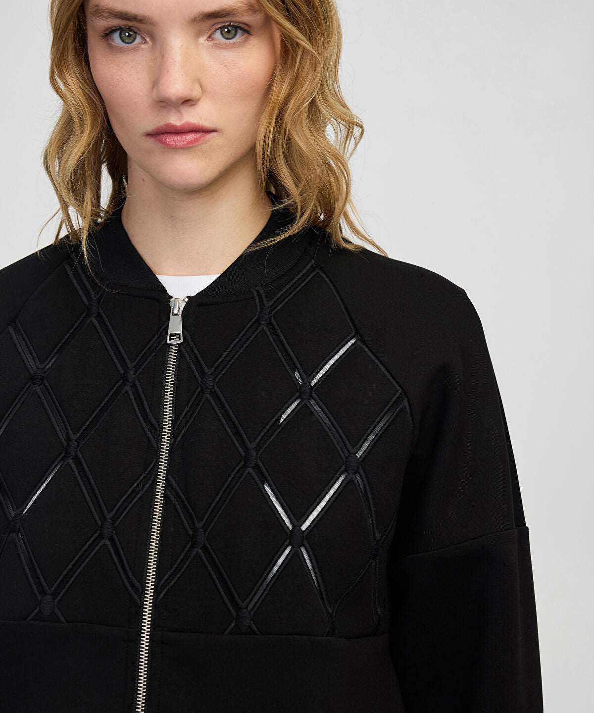 Embroidered Zip-Up Sweatshirt