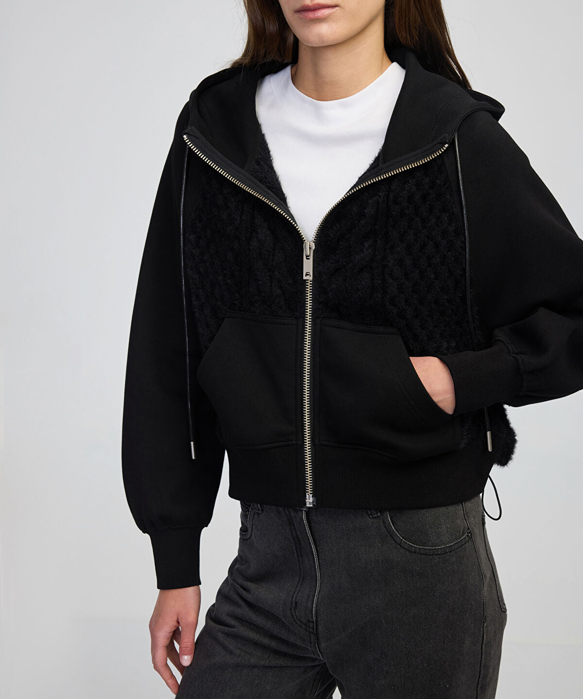 Adjustable Waist Mixed Sweatshirt