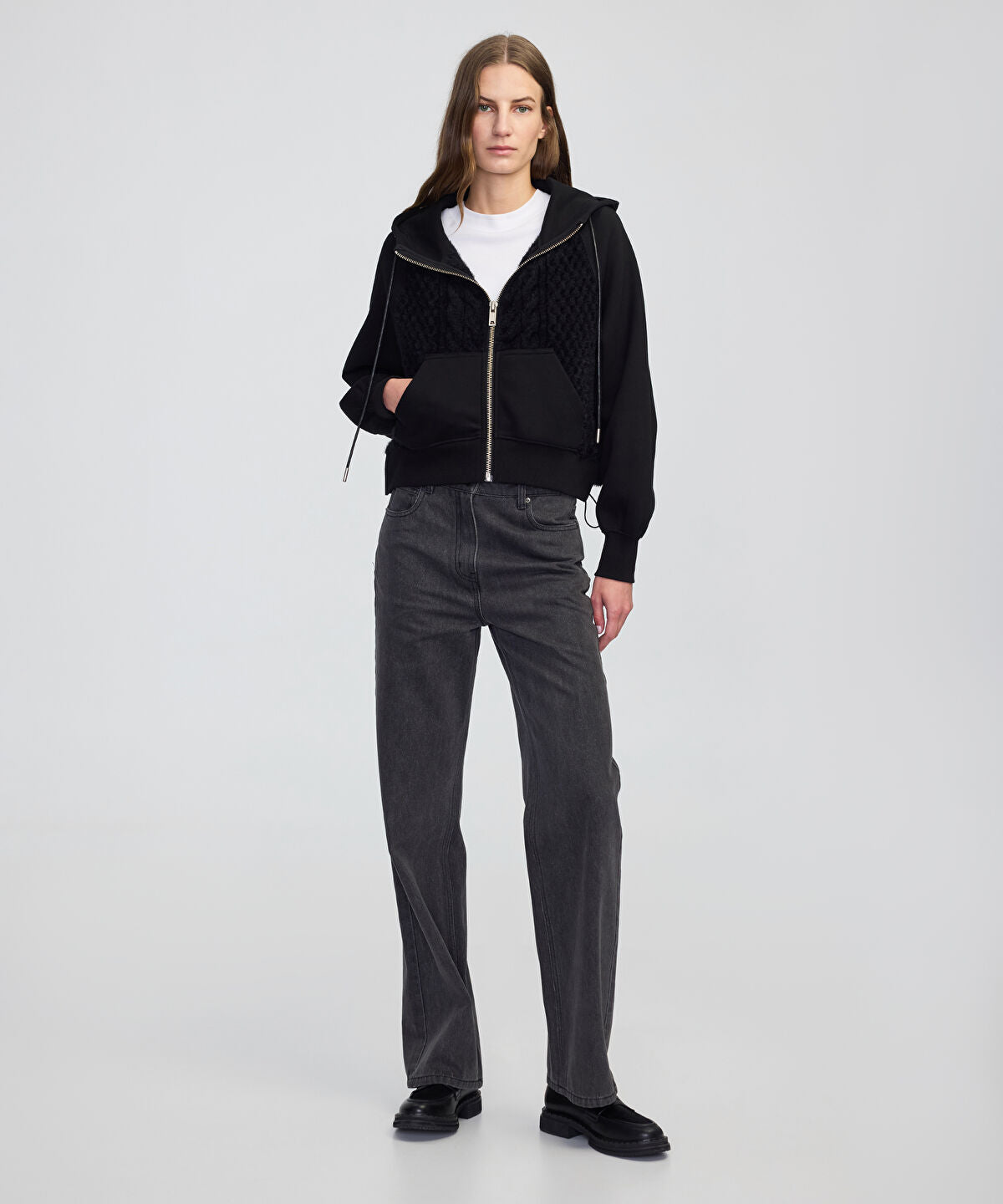 Adjustable Waist Mixed Sweatshirt