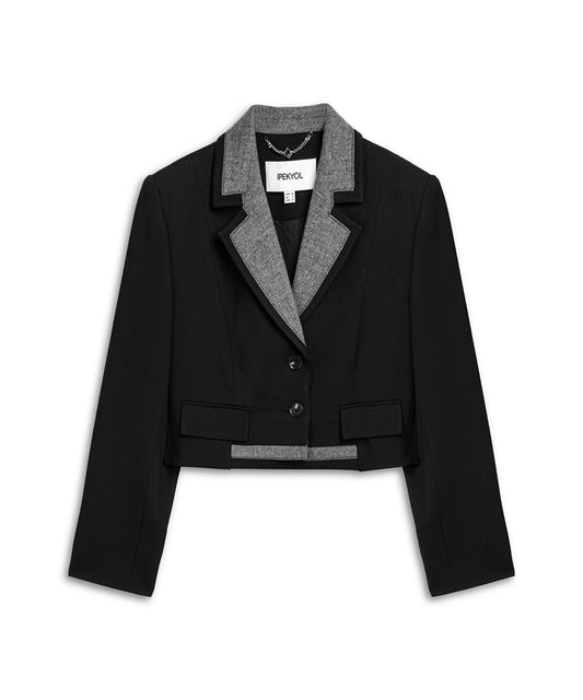 Mixed Media Crop Blazer
