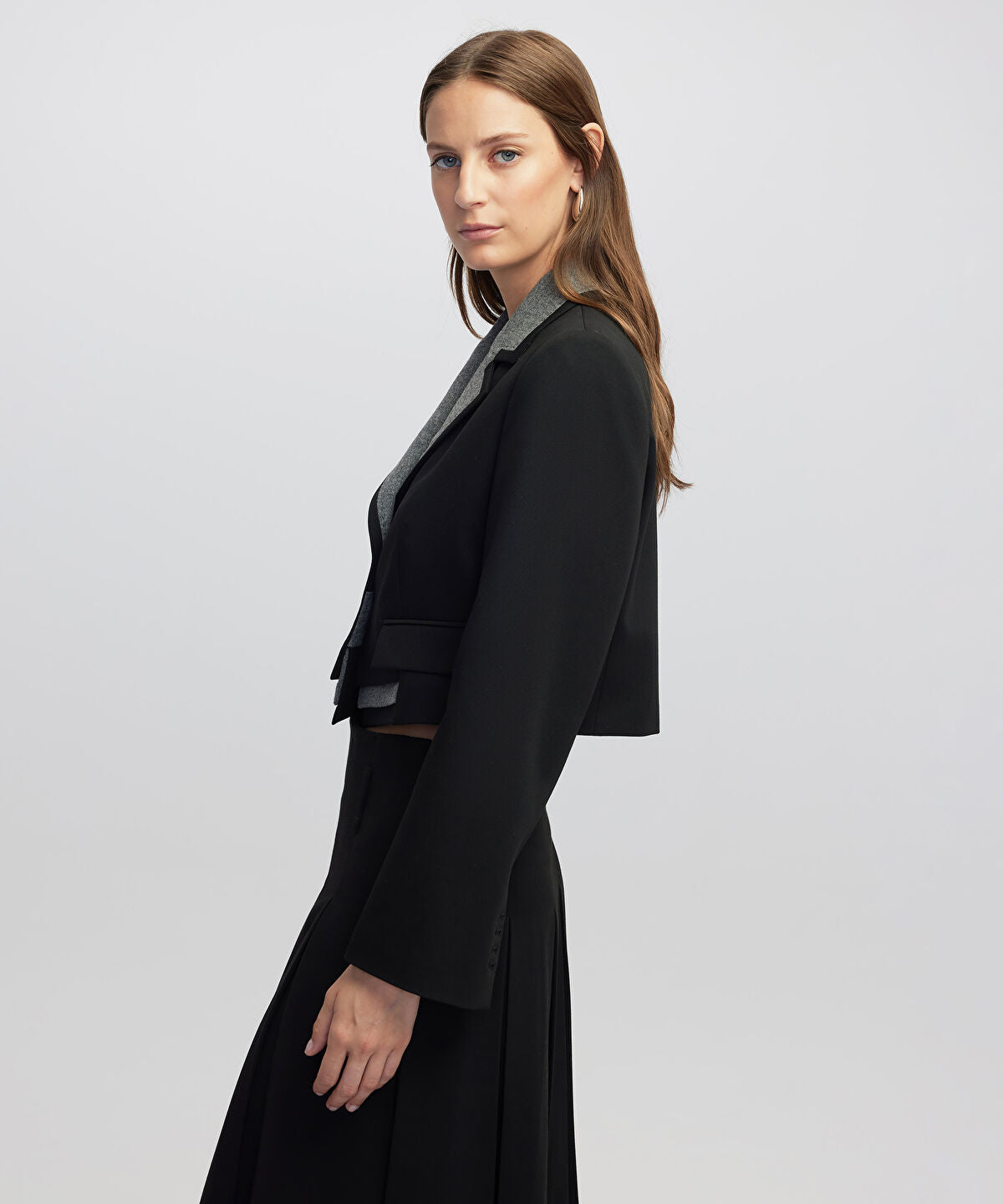 Mixed Media Crop Blazer