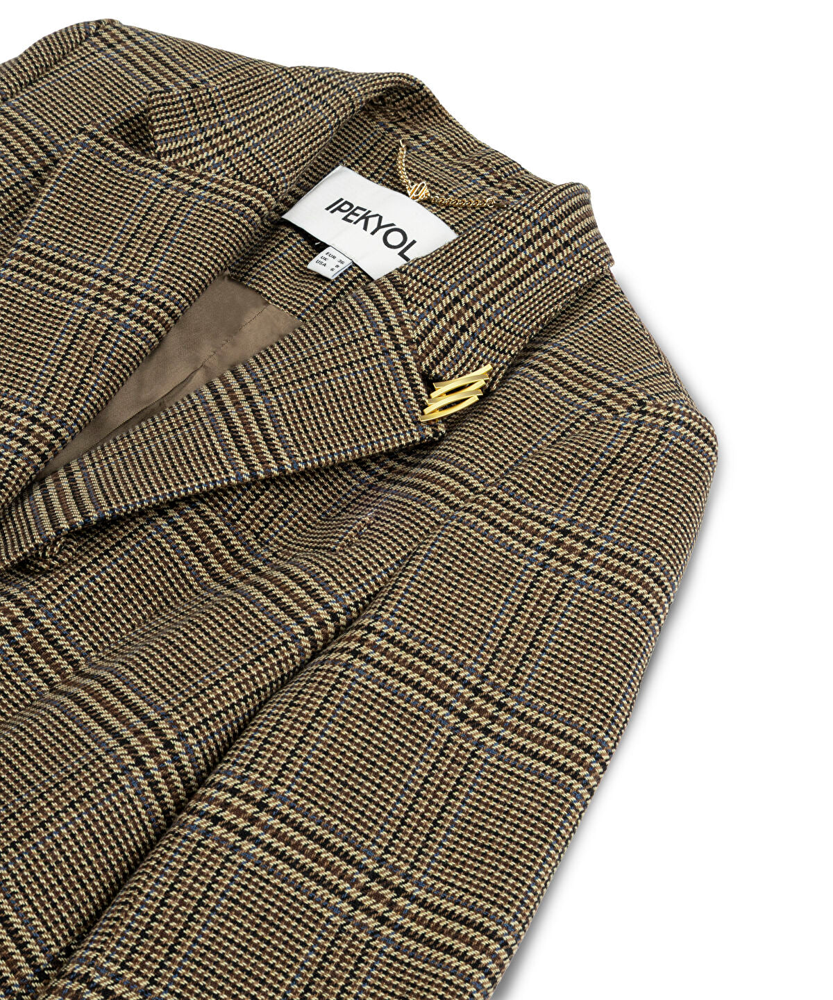 Zoomed Plaid Blazer with Brooch