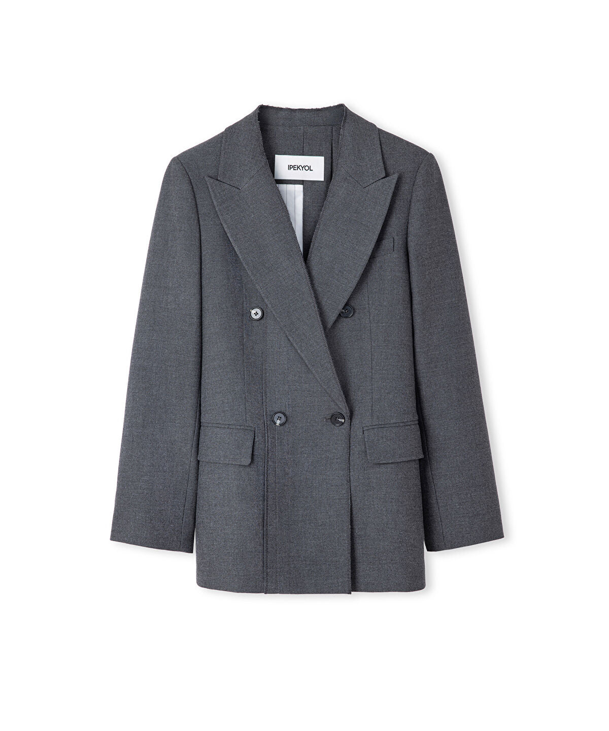 Zoomed Button-Back Raw-Edge Blazer