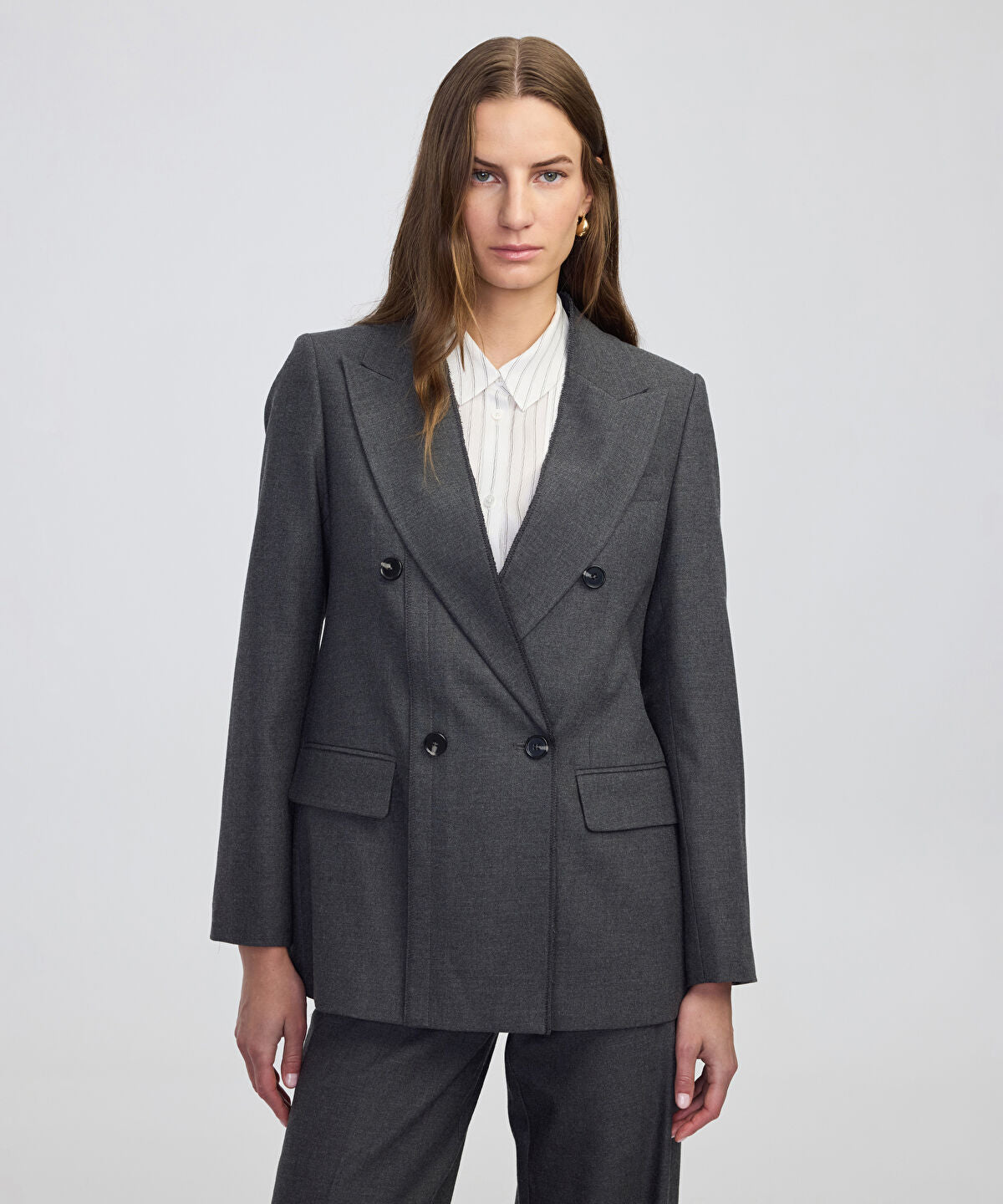 Zoomed Button-Back Raw-Edge Blazer