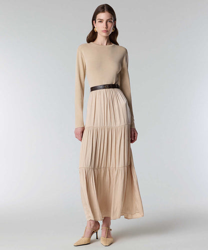 Mixed Media Belted Dress