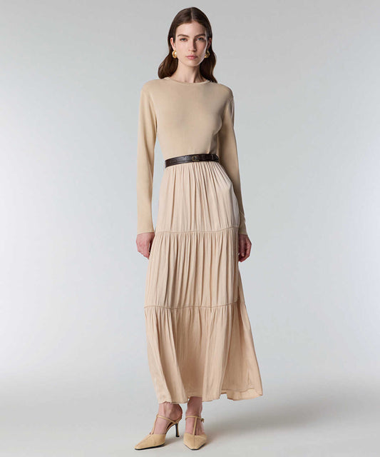 Mixed Media Belted Dress