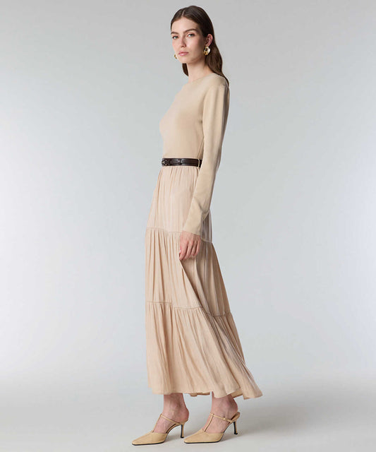 Mixed Media Belted Dress