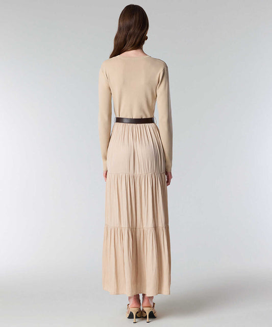 Mixed Media Belted Dress
