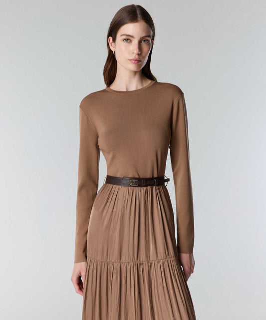Mixed Media Belted Dress