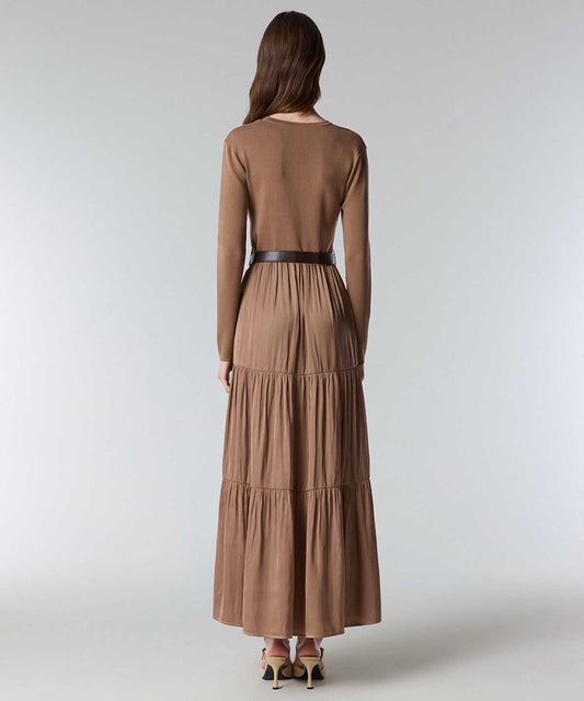 Mixed Media Belted Dress